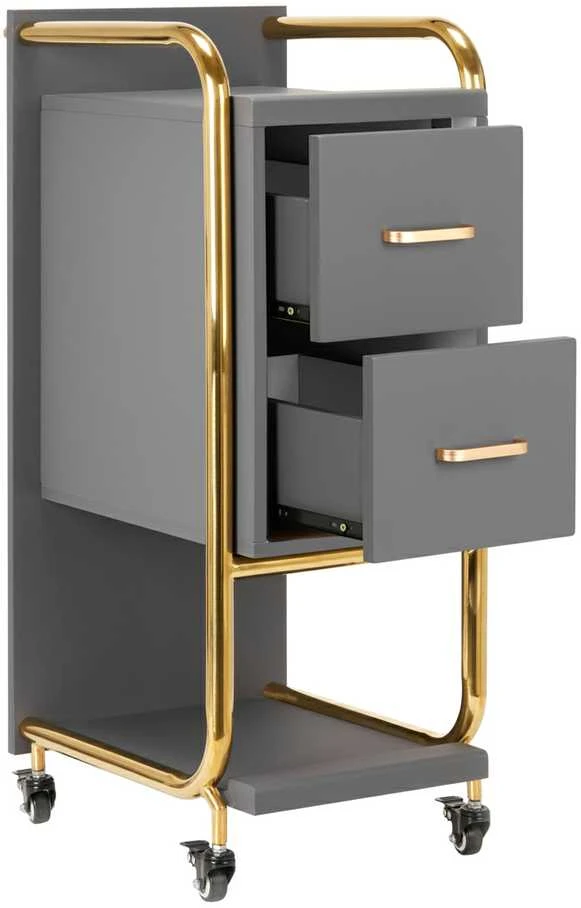 Activeshop Kosmetologinis vežimėlis GABBIANO HAIRDRESSER HELPER SOLO MODEL GOLD Pilkas