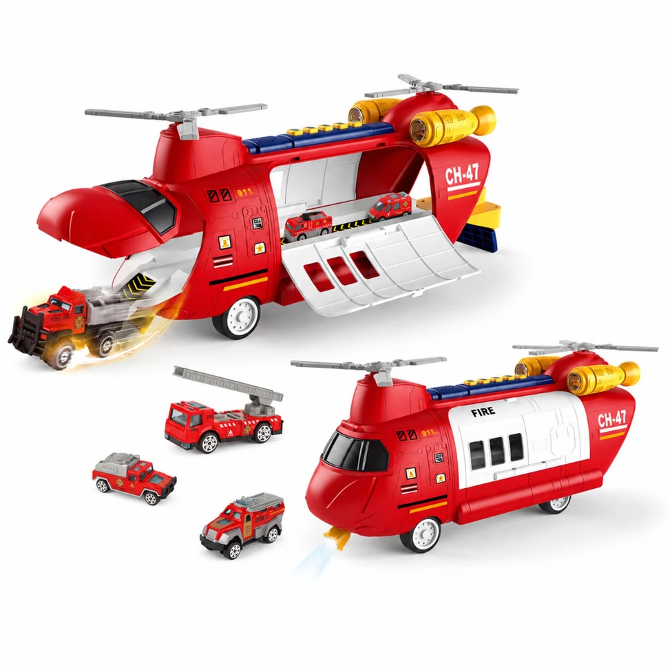 Lean Toys Gaisrinis transportinis lėktuvas 43×16×18 cm 6 vnt.