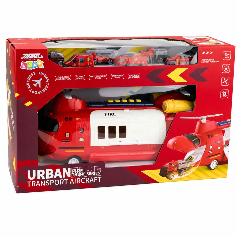 Lean Toys Gaisrinis transportinis lėktuvas 43×16×18 cm 6 vnt.