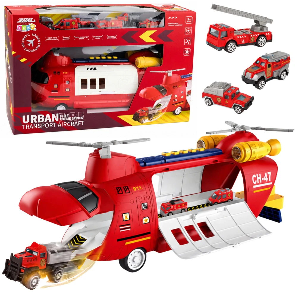Lean Toys Gaisrinis transportinis lėktuvas 43×16×18 cm 6 vnt.