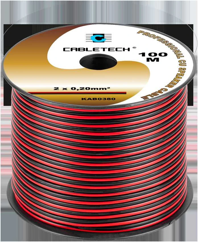 Cabletech Laidas kolonėlėms 2x0.2mm² juodas/raudonas (varinis)
