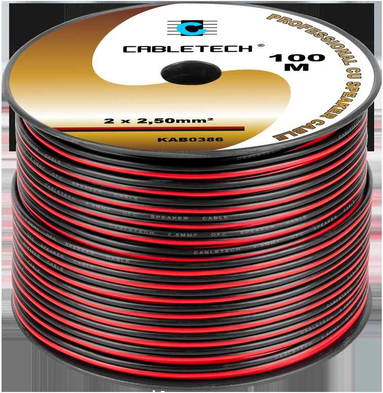 Cabletech Laidas kolonėlėms 2x2.5mm² juodas/raudonas (varinis)