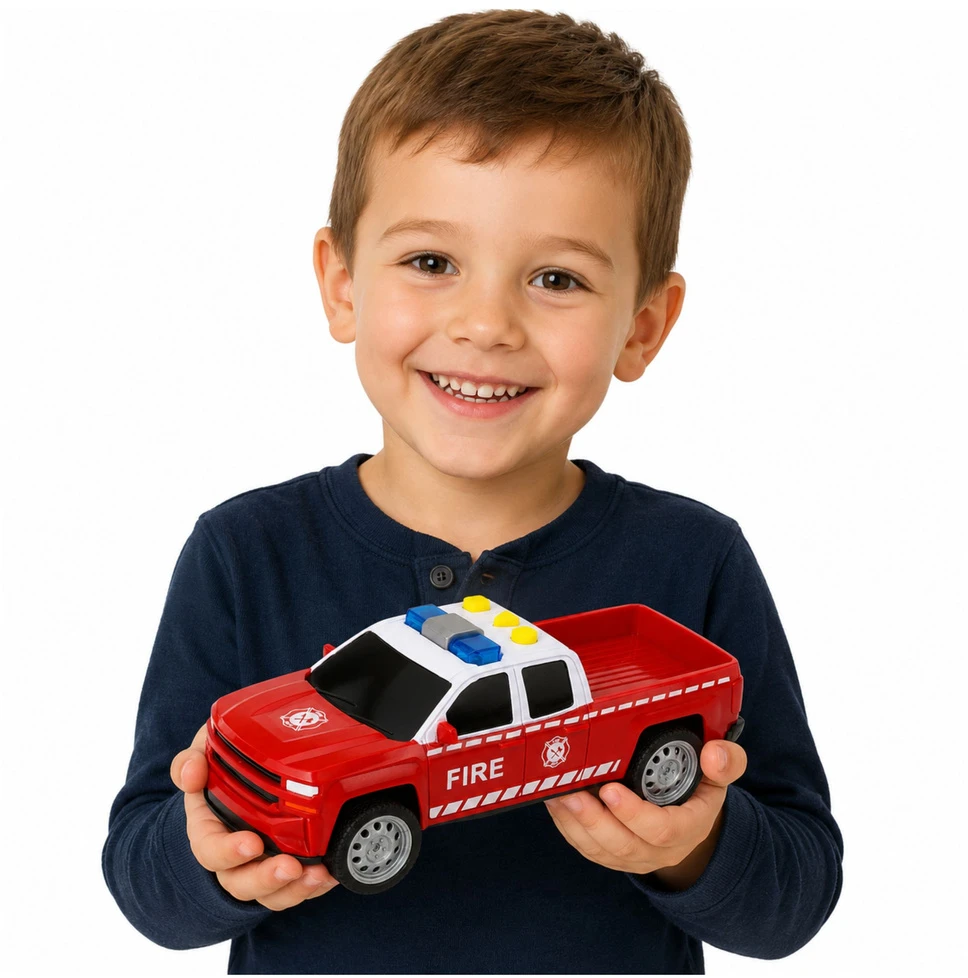 Lean Toys Gelbėjimo transporto priemonių rinkinys su šviesos ir garso efektais, raudonas, 3 vnt.