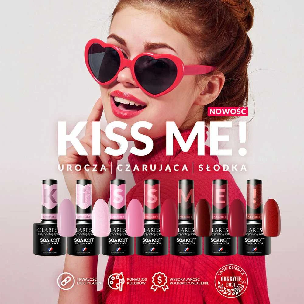 Activeshop Gelinis nagų lakas Claresa Soak Off Kiss Me! Nr.2 rožinis, 5 g