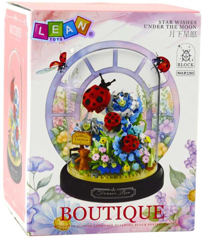 Lean Toys Gėlių Kompozicijos konstruktorius su Boružėlėmis Kupole, 596 vnt.