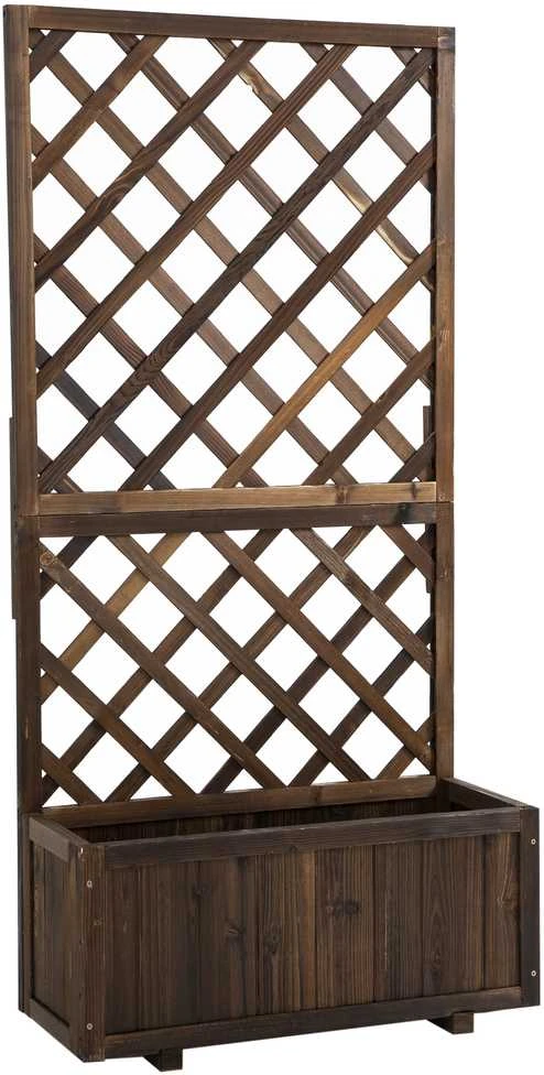 Outsunny pakeliama lysvė su grotelėmis, medinė gėlinė, 72,5x31,5x149,5 cm, vijokliniams augalams ir rožėms