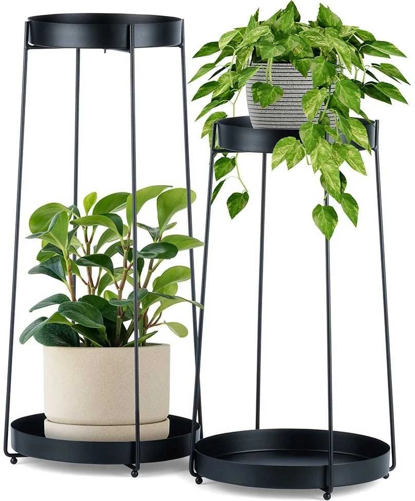 KOOPMAN Trends4You Metalinis gėlių stovas 2-nivelių juodas 46 / 58 cm 2 vnt.