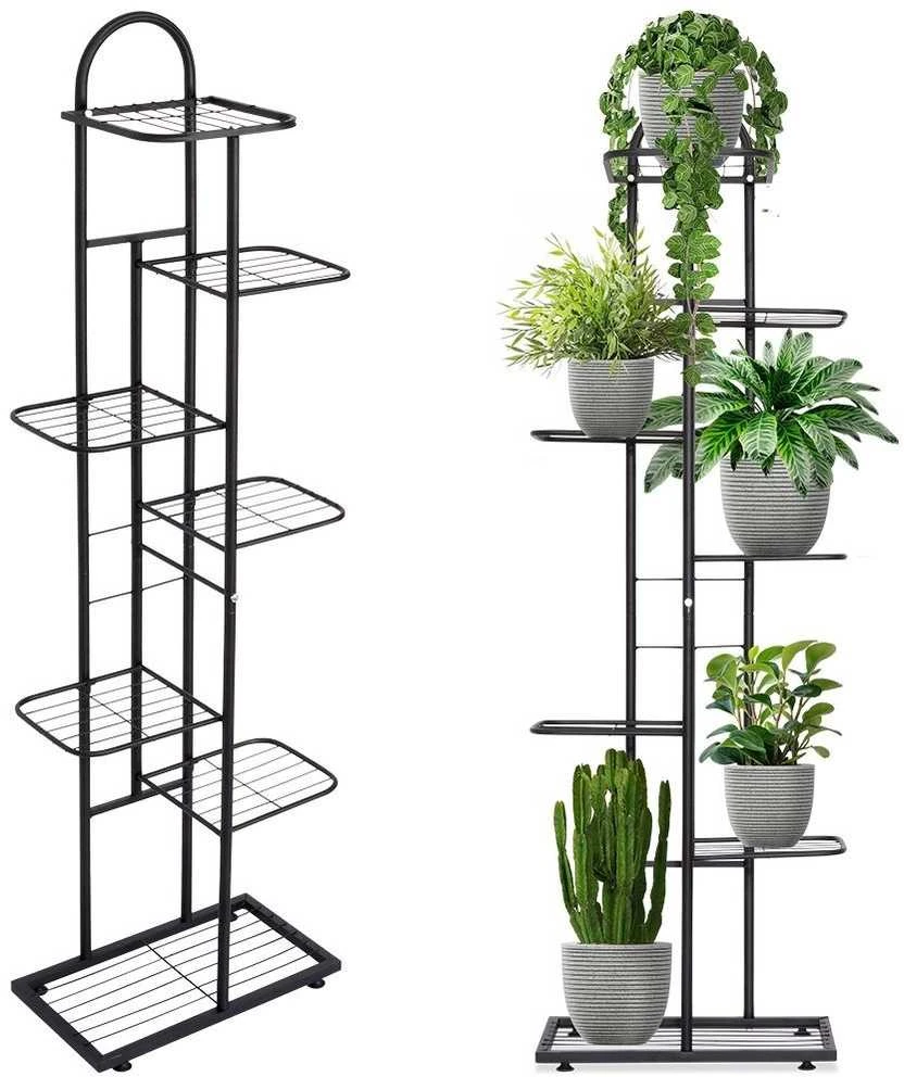 Vilde Juoda metalinis gėlių stovas 7 pakopų 138 cm