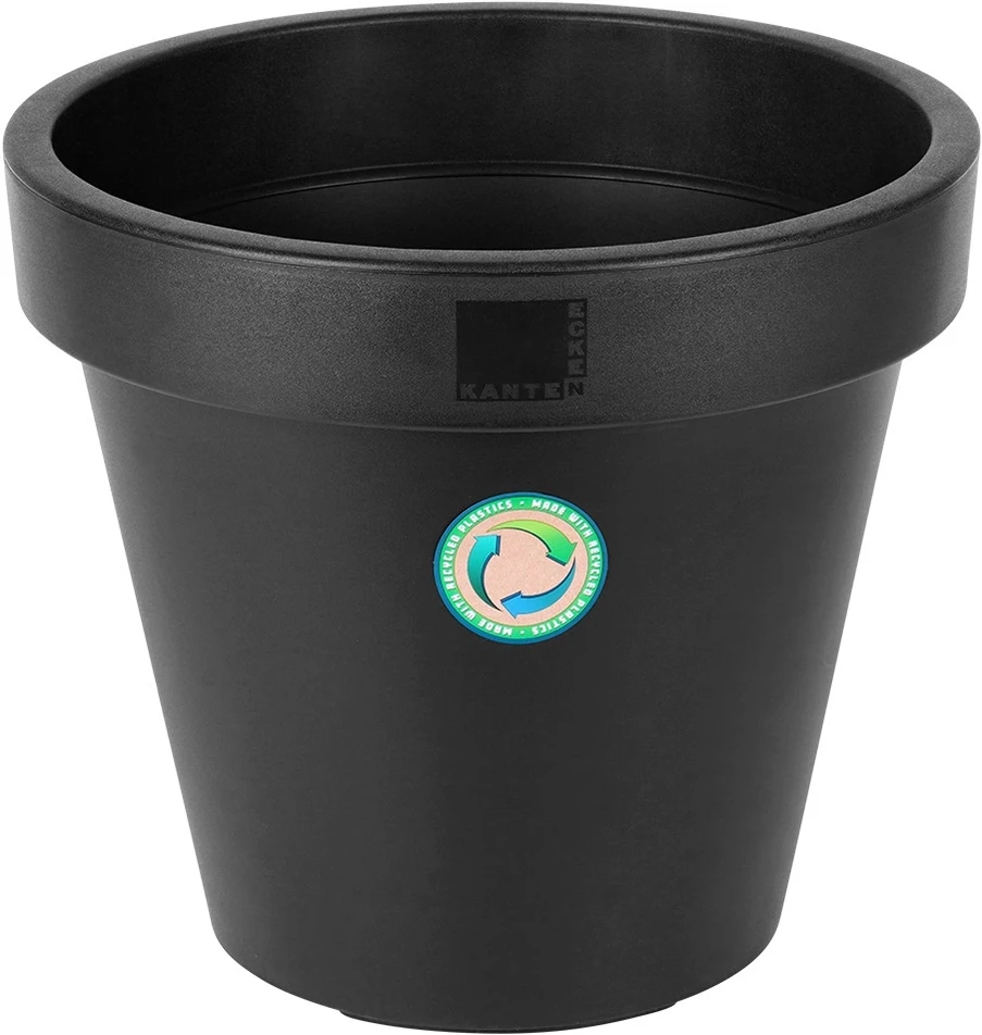 Mondex Juodas apvalus plastikinis gėlių vazonas 39 cm - Sodo vazonas