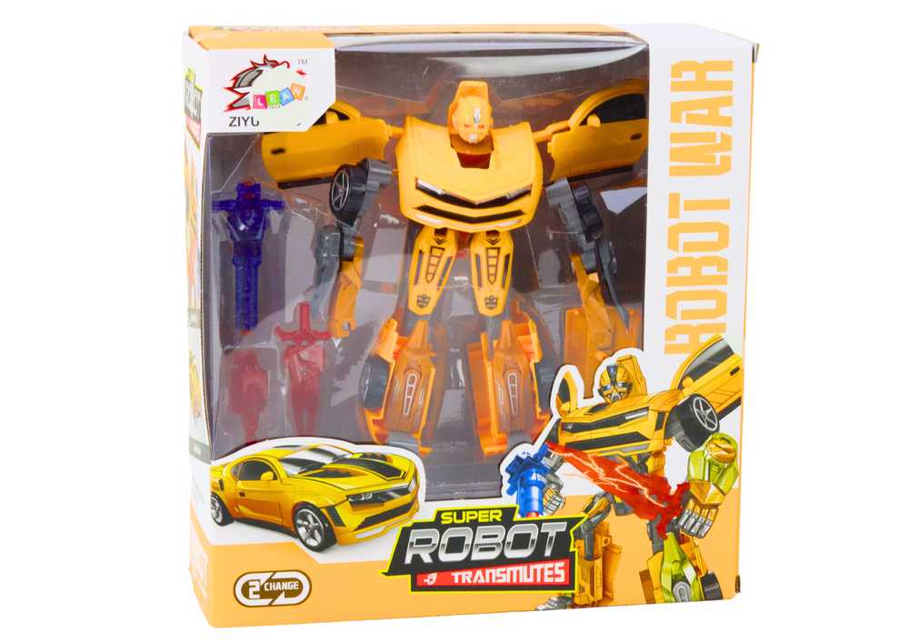 Lean Toys Geltonas Auto-Robotas 2in1 Žaislas