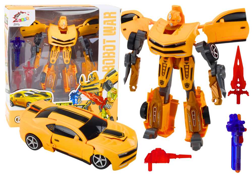 Lean Toys Geltonas Auto-Robotas 2in1 Žaislas