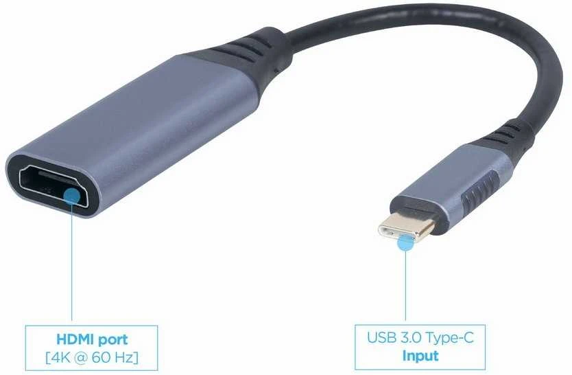 GEMBIRD A-USB3C-HDMI-01 USB Type-C į HDMI ekrano adapterio erdvės pilkas