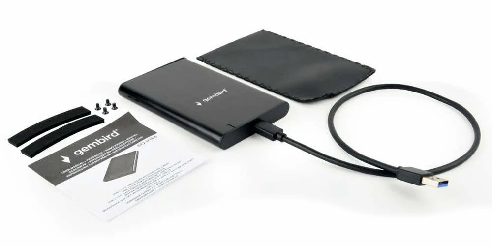 GEMBIRD EE2-U3S-6 HDD/SSD įrenginio korpusas 2,5" su USB Type-C prievadu USB 3.1 šlifuotas aliuminis juodas