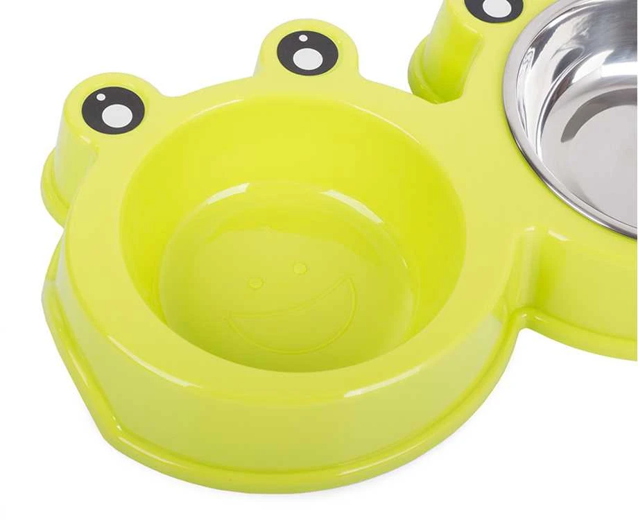 Dvigubas maisto ir vandens dubenėlių rinkinys šunims ir katėms 0,3l x 2