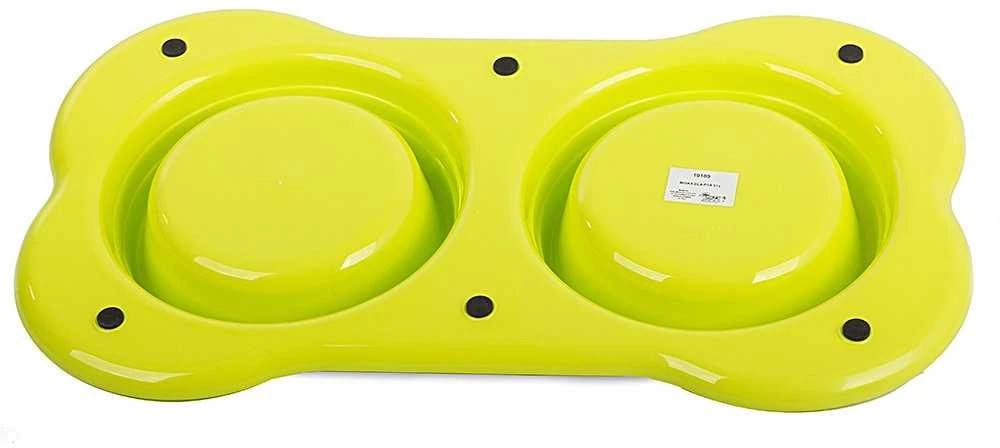 Dvigubas šunų ir kačių dubenėlių rinkinys su pagrindu 0,4 l x 2