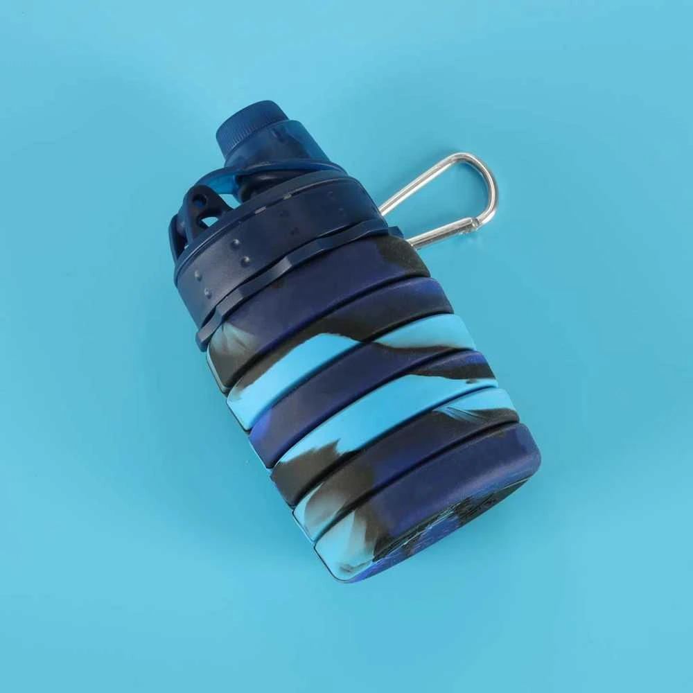 Generic Buteliukas na wodę bidon silikonowy składany su laikikliu sportowy 500ml mėlyna