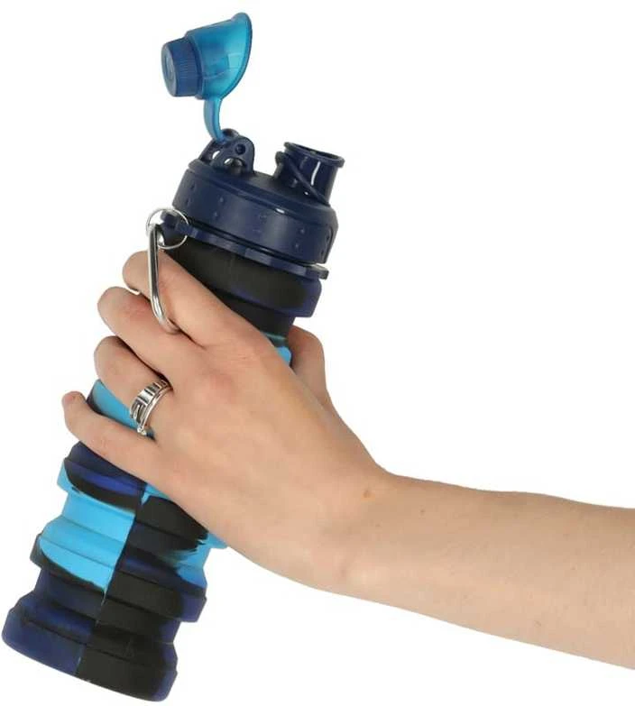 Generic Buteliukas na wodę bidon silikonowy składany su laikikliu sportowy 500ml mėlyna