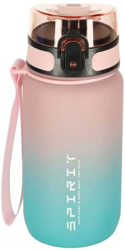 Buteliukas na wodę bidon ze słomką laikikliu sportowy 600ml rožinė-mėlyna