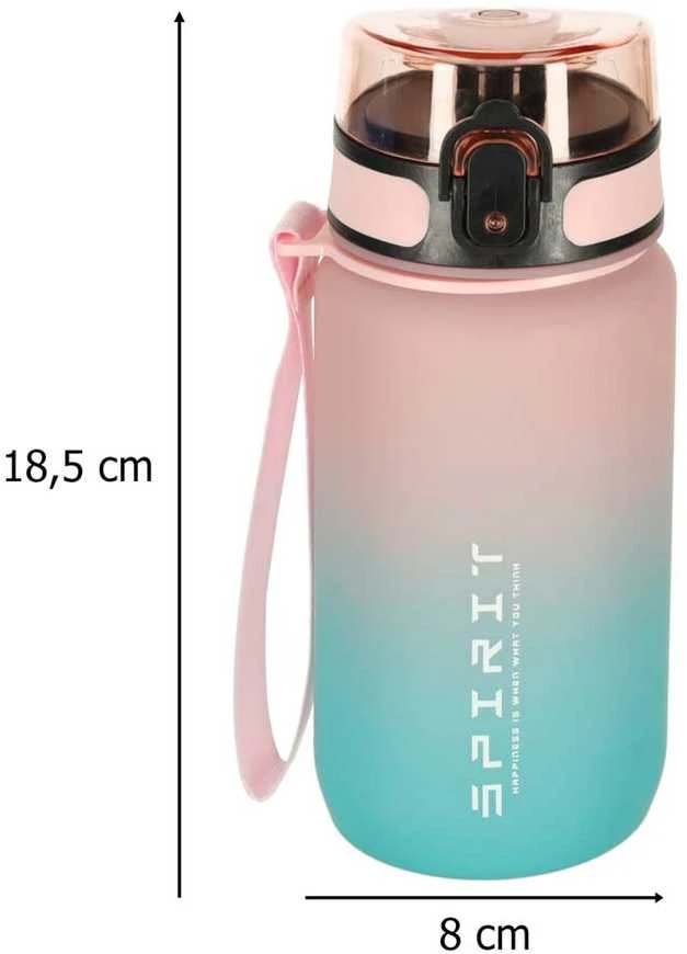 Buteliukas na wodę bidon ze słomką laikikliu sportowy 600ml rožinė-mėlyna