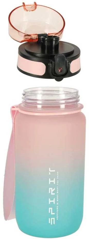 Buteliukas na wodę bidon ze słomką laikikliu sportowy 600ml rožinė-mėlyna