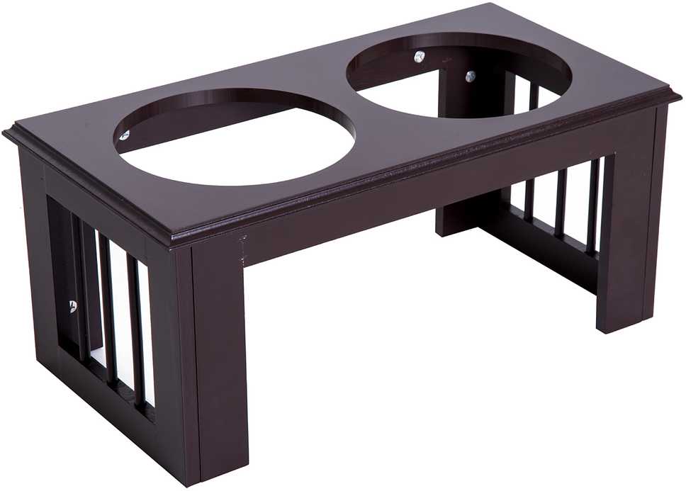 PawHut paaukštintas šunų dubuo, maisto dubuo, dubenys iš nerūdijančio plieno, naminių gyvūnėlių šėrykla, MDF, kavos spalvos, 58,4 x 30,5 x 25,4 cm