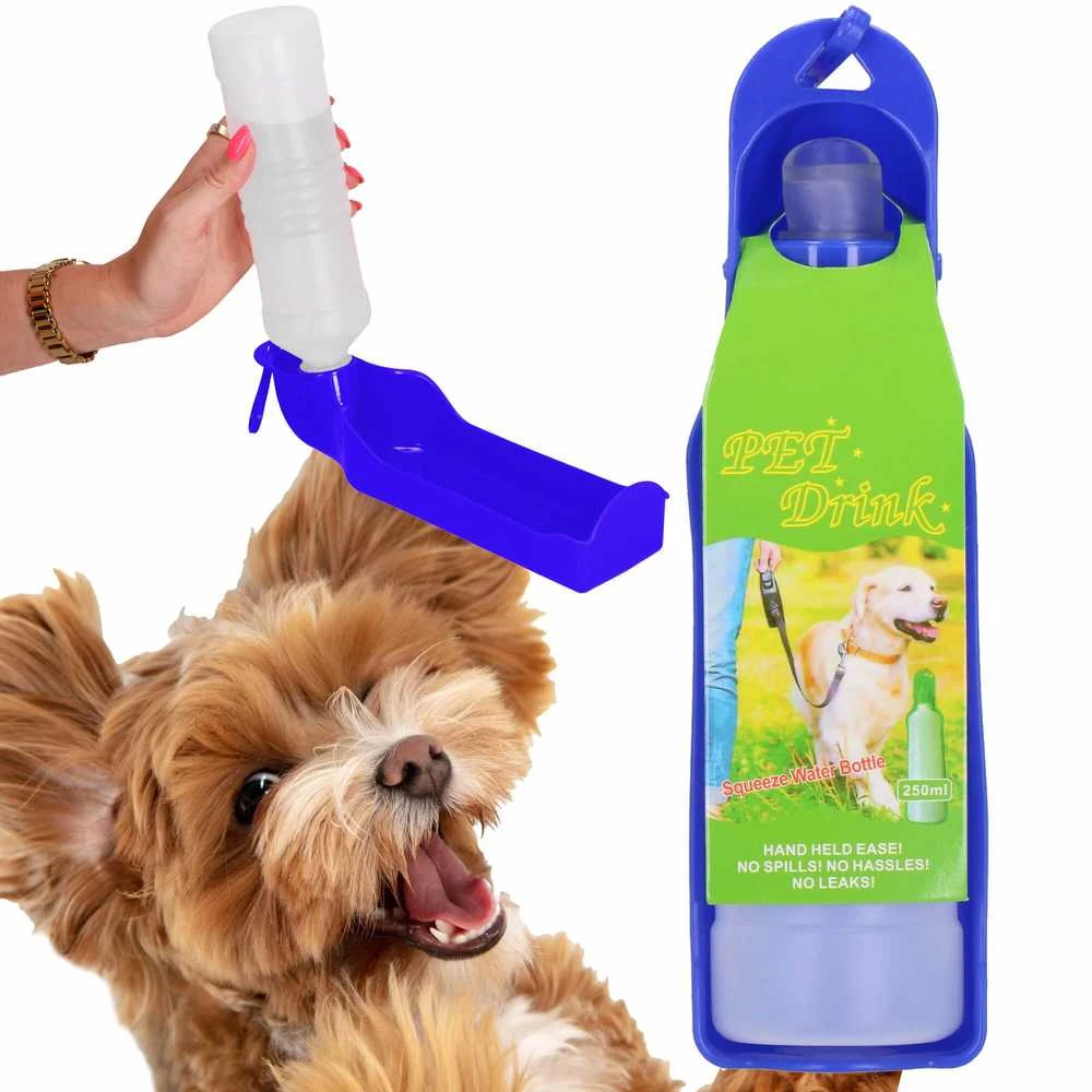 Vandens butelis šunims ir katėms Springos, su girdykla, 250 ml