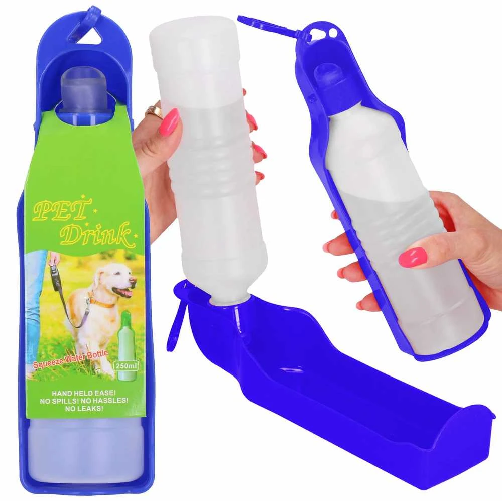 Vandens butelis šunims ir katėms Springos, su girdykla, 250 ml