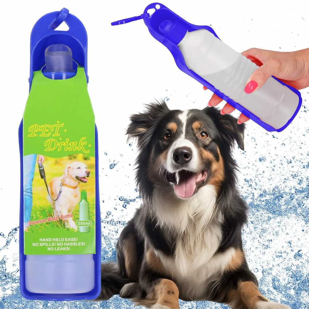 Vandens butelis šunims ir katėms Springos, su girdykla, 250 ml