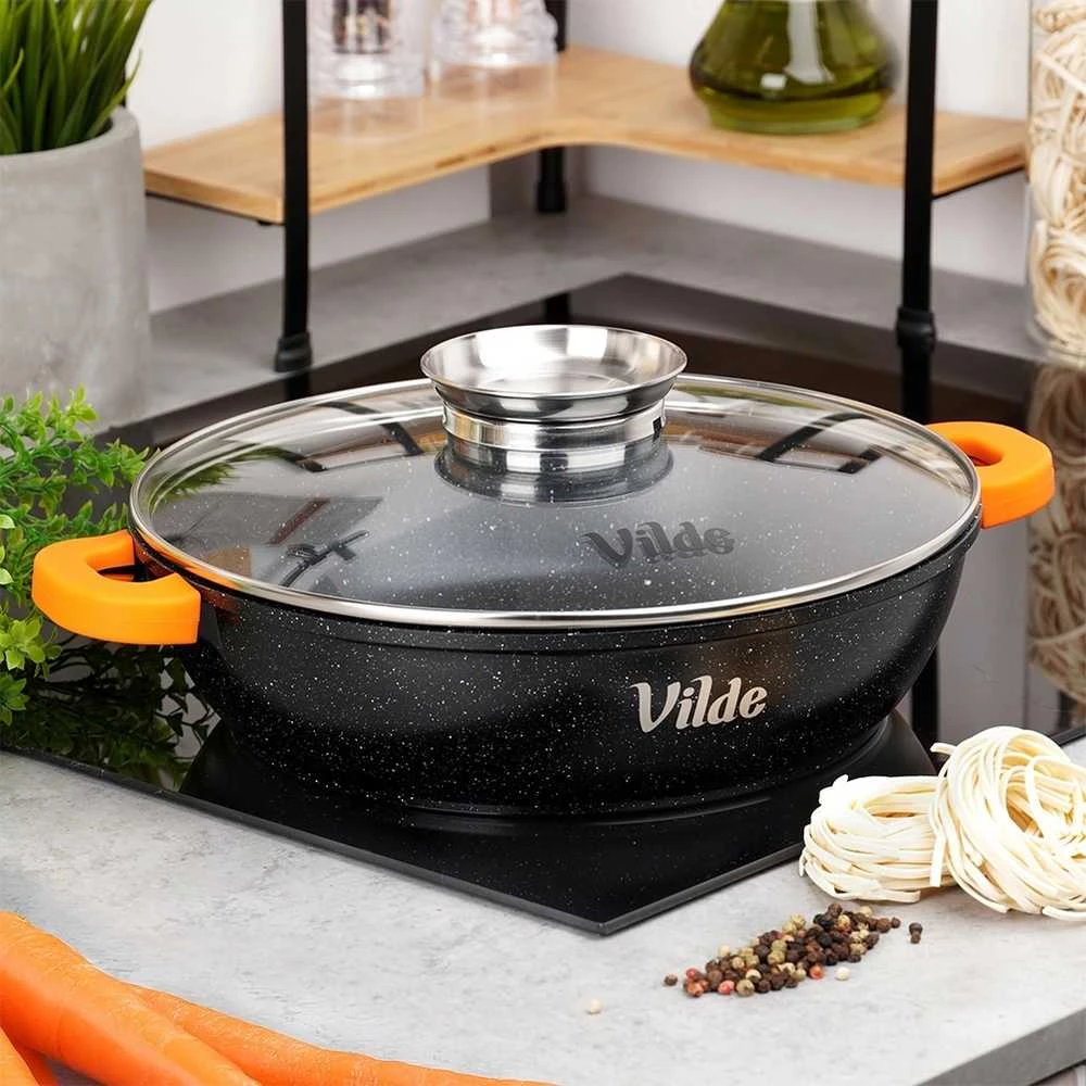 Vilde Gili granitinė keptuvė su stikliniu dangčiu Terruna Aroma 28 cm, 3,3 l