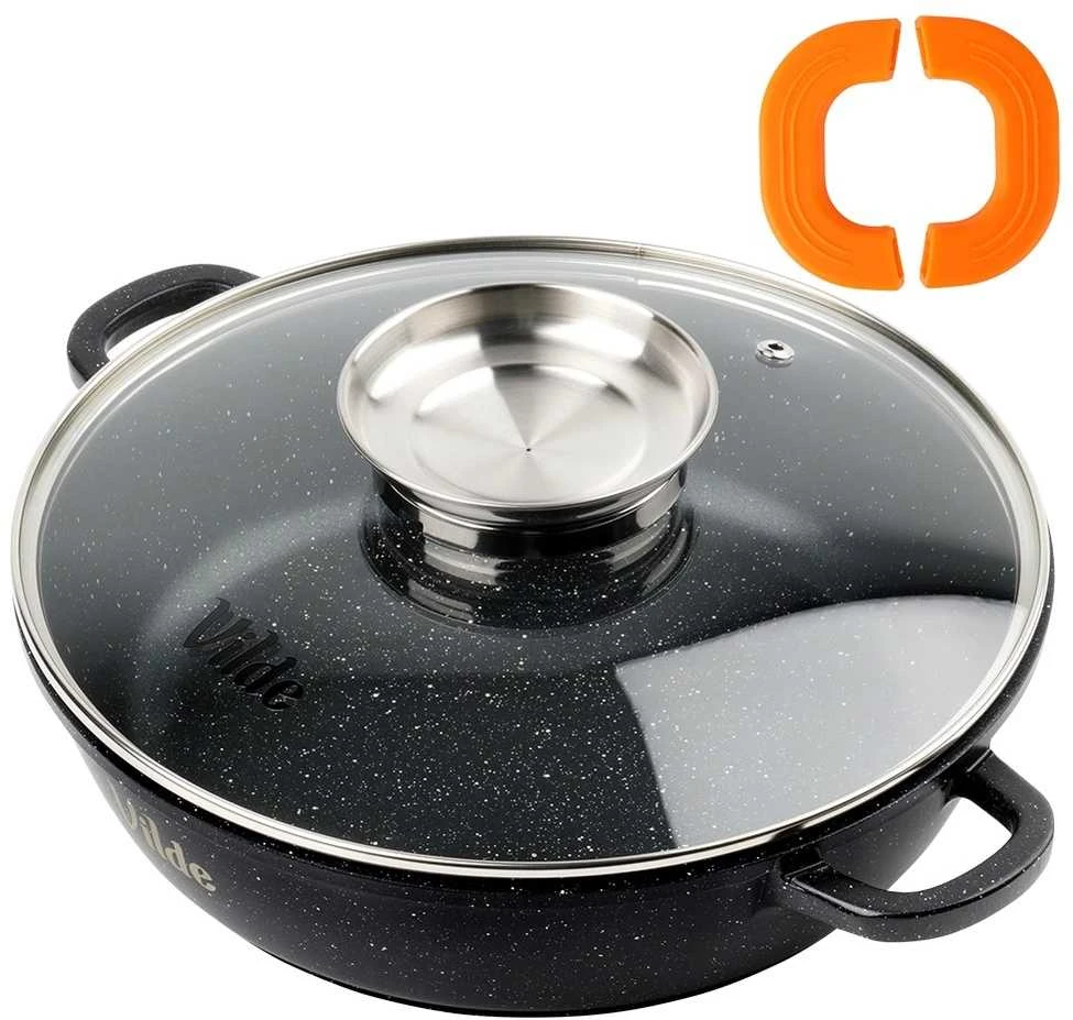 Vilde Gili granitinė keptuvė su stiklo dangčiu Terruna Aroma 24 cm, 2,1 l
