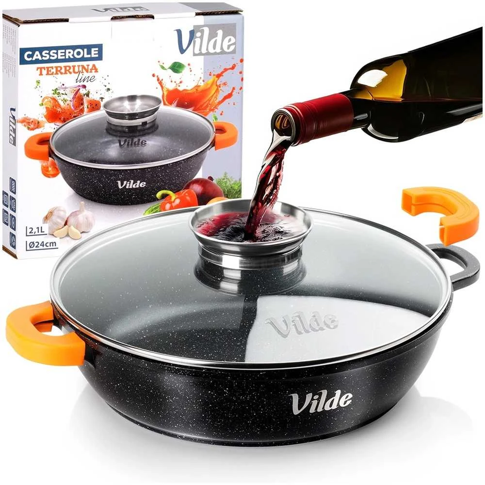 Vilde Gili granitinė keptuvė su stiklo dangčiu Terruna Aroma 24 cm, 2,1 l