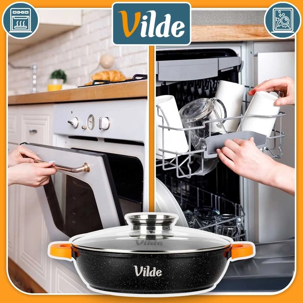 Vilde Gili granitinė keptuvė su stiklo dangčiu Terruna Aroma 24 cm, 2,1 l