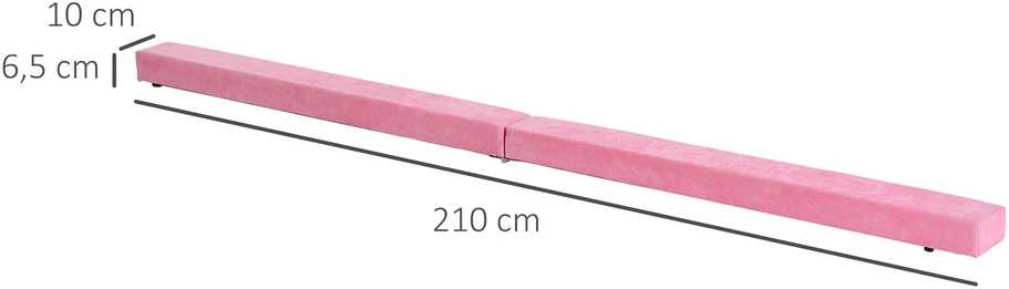 HOMCOM gimnastikos buomas 210 cm, sulankstomas, skirtas naudoti patalpose ir lauke, balanso buomas iki 120 kg, rožinis