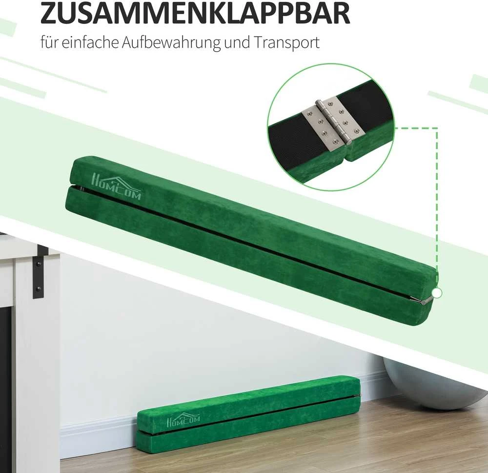 HOMCOM 210 cm gimnastikos balansavimo sija, skirta naudoti viduje ir lauke, sulankstoma, iki 120 kg, žalia