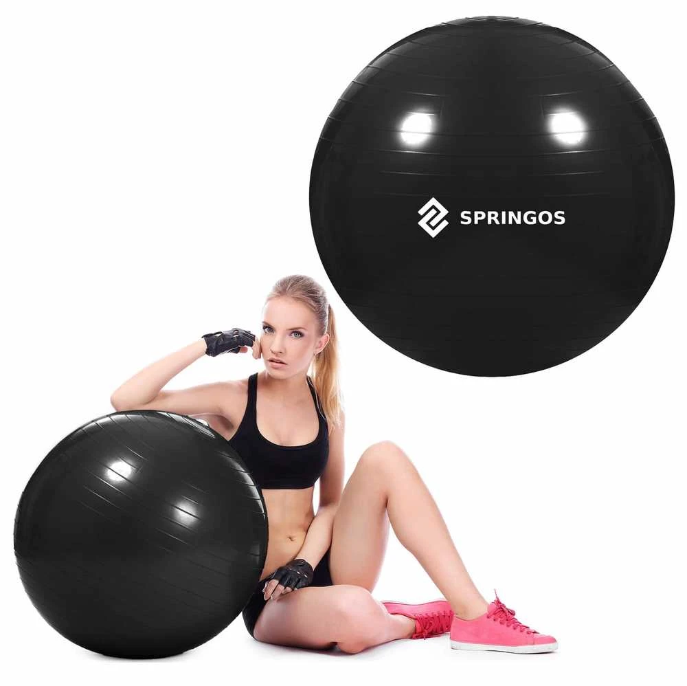 Gimnastikos kamuolys Springos FB0013 55 cm juodas