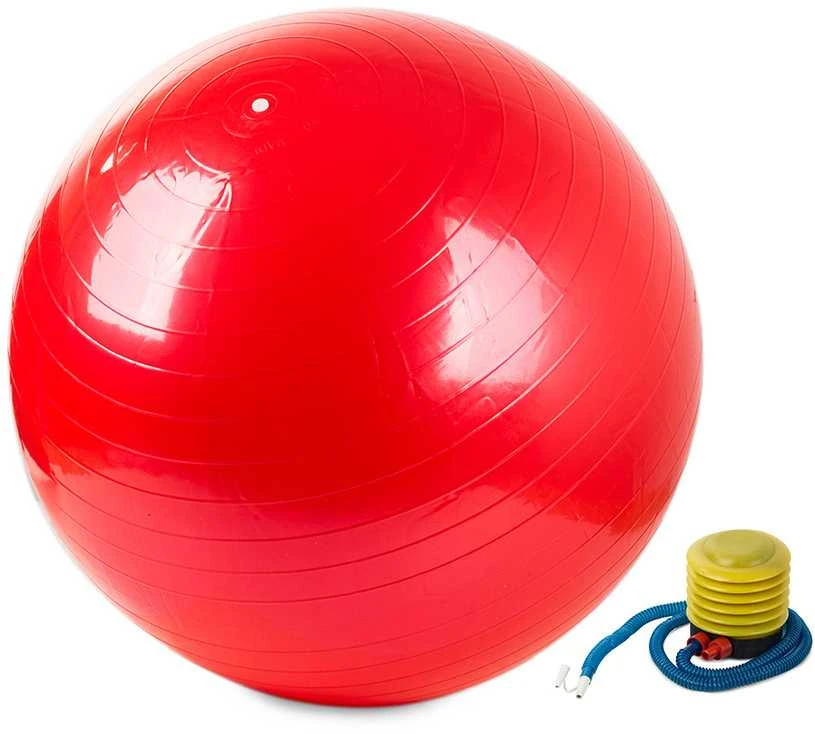 Gimnastikos kamuolys su pompa, 65 cm, raudonas