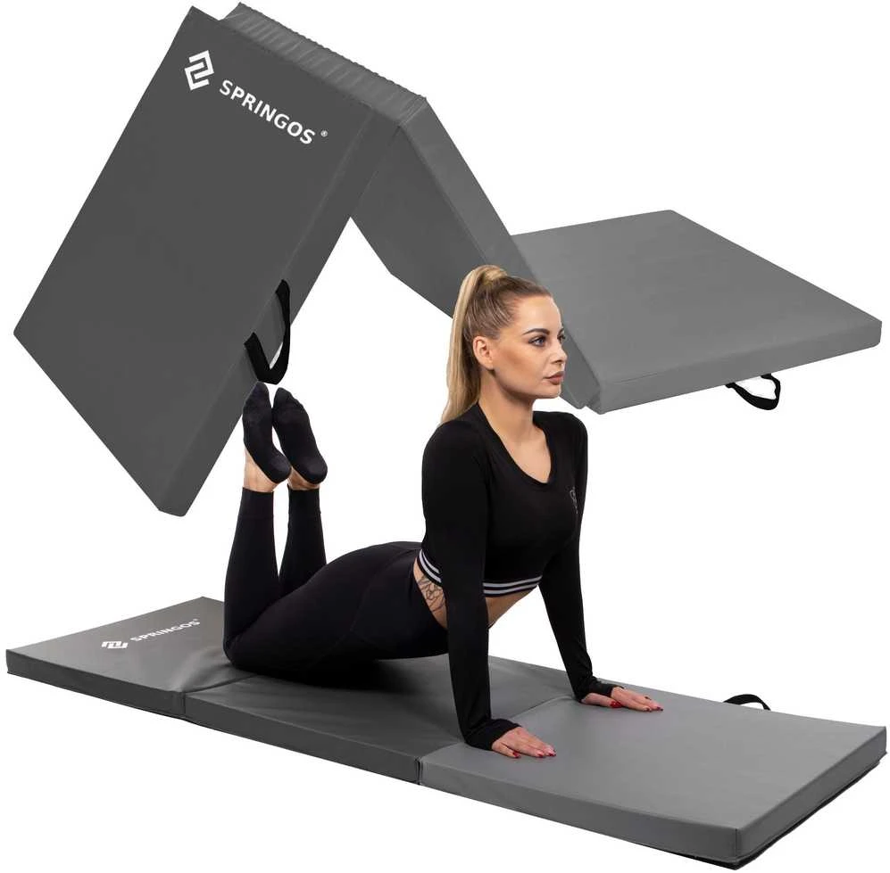 Gimnastikos kilimėlis Springos 180x60x5,5 cm pilkas