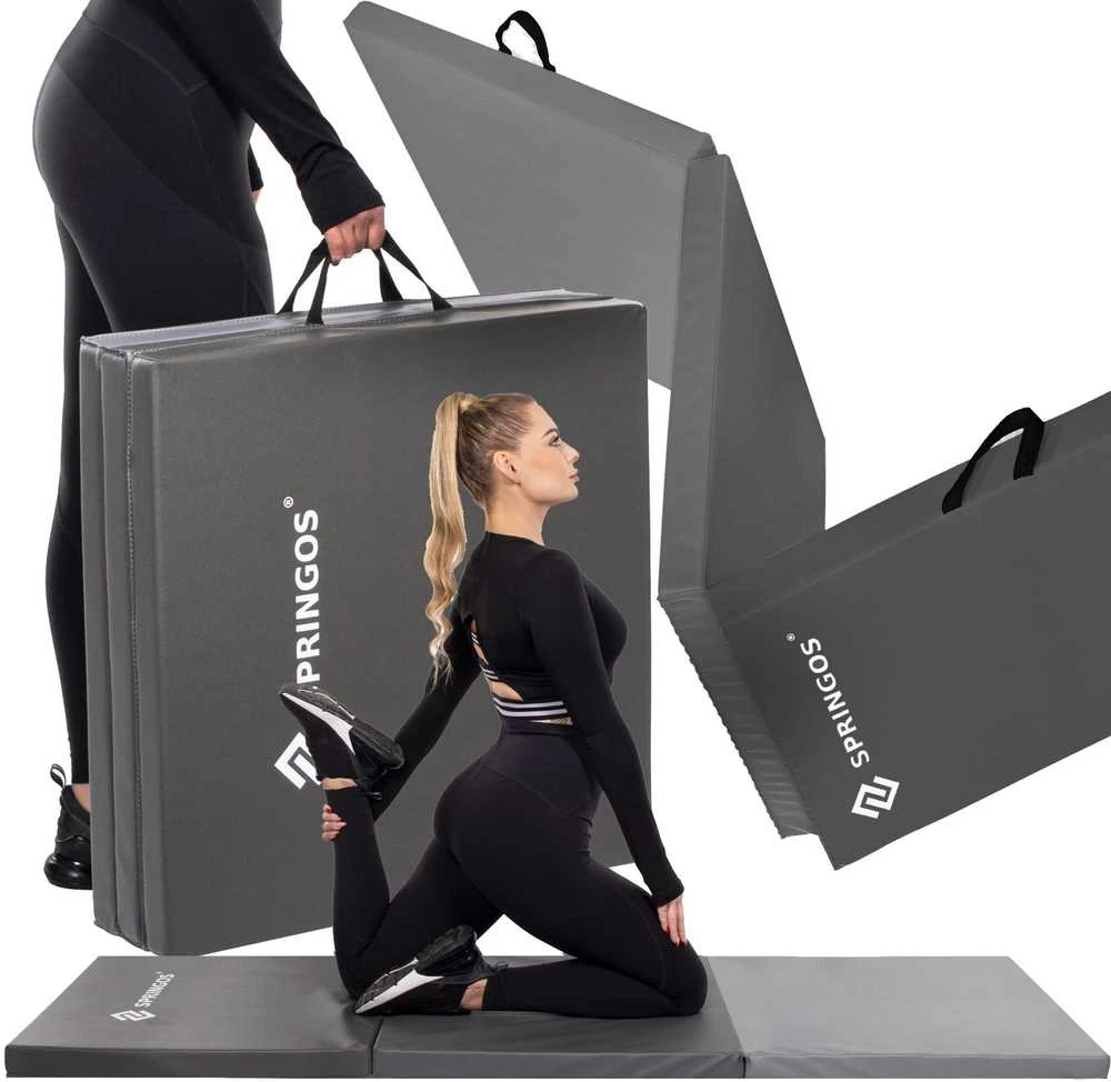 Gimnastikos kilimėlis Springos 180x60x5,5 cm pilkas