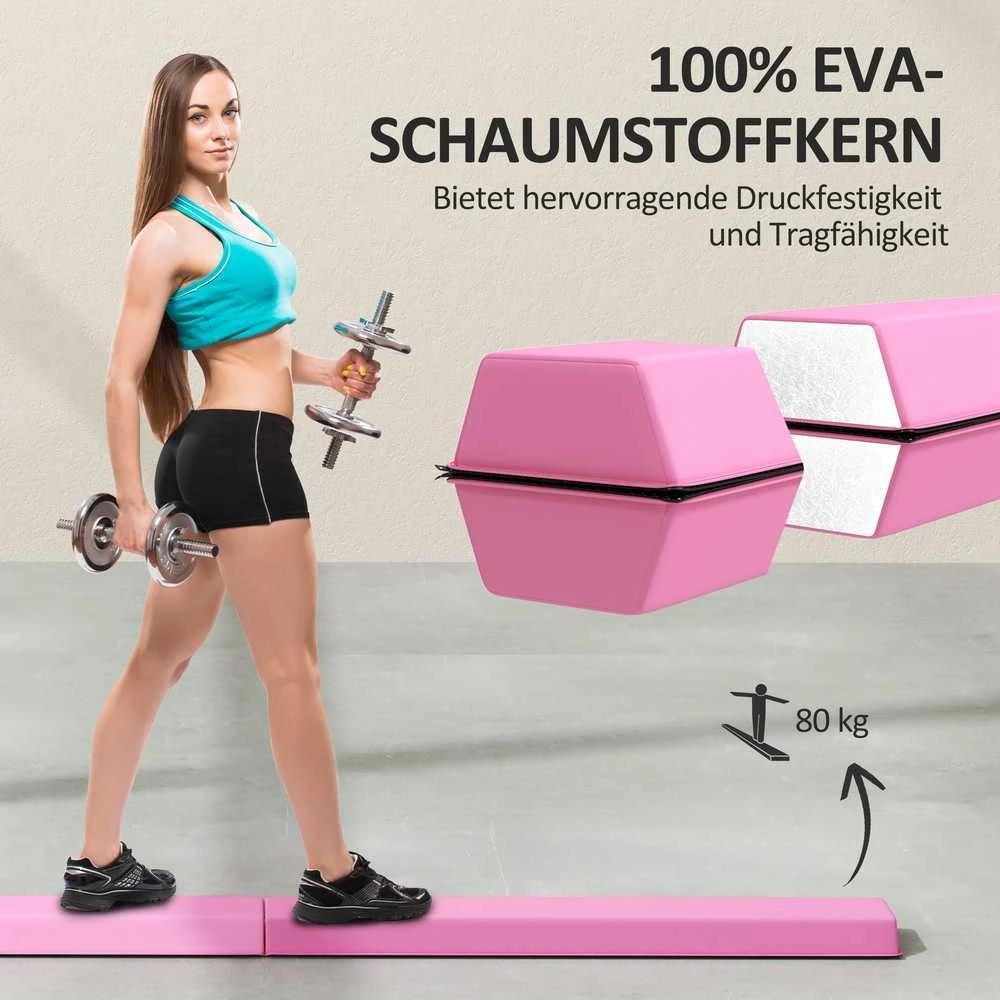 SPORTNOW 236 cm sulankstomas balanso buomas, nešiojamas gimnastikos buomas, neslystantis, iki 80 kg, vaikams nuo 3 metų, vidaus ir lauko naudojimui, šviesiai raudona