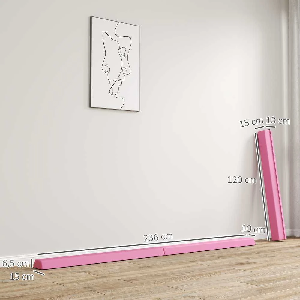SPORTNOW 236 cm sulankstomas balanso buomas, nešiojamas gimnastikos buomas, neslystantis, iki 80 kg, vaikams nuo 3 metų, vidaus ir lauko naudojimui, šviesiai raudona