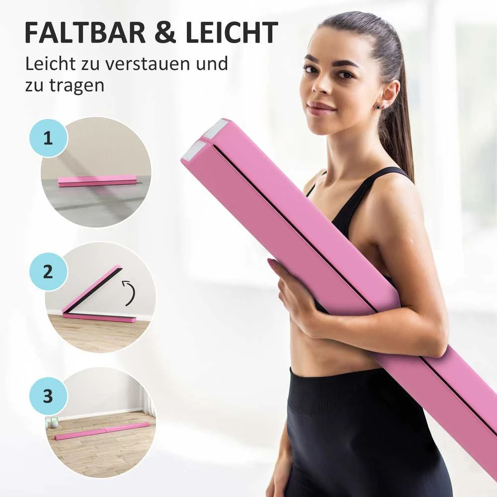 SPORTNOW 236 cm sulankstomas balanso buomas, nešiojamas gimnastikos buomas, neslystantis, iki 80 kg, vaikams nuo 3 metų, vidaus ir lauko naudojimui, šviesiai raudona