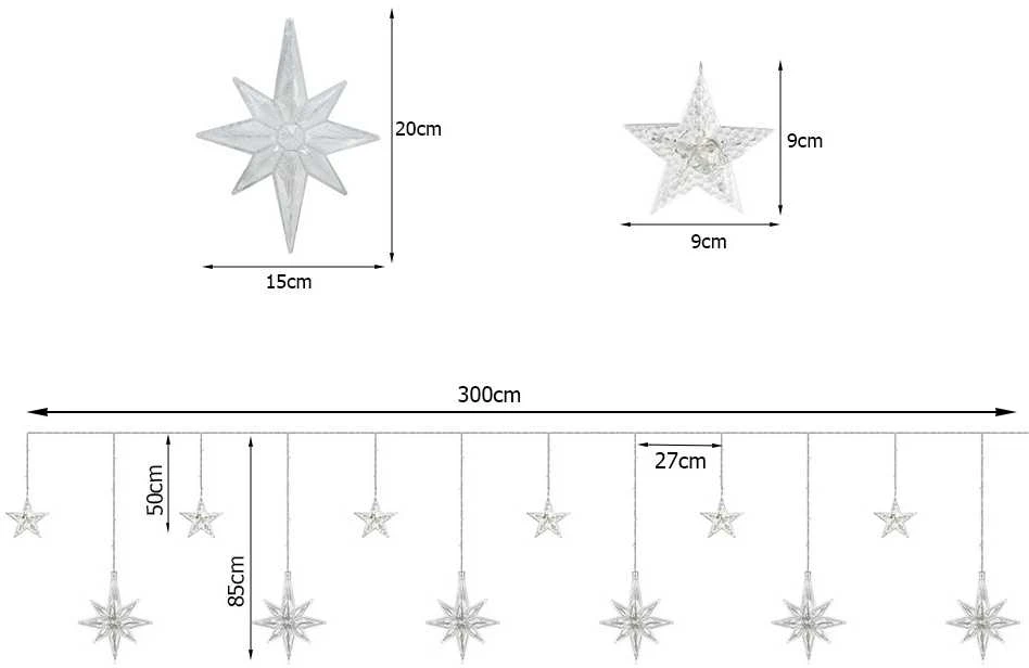 Lights garland stars light curtain 138 led