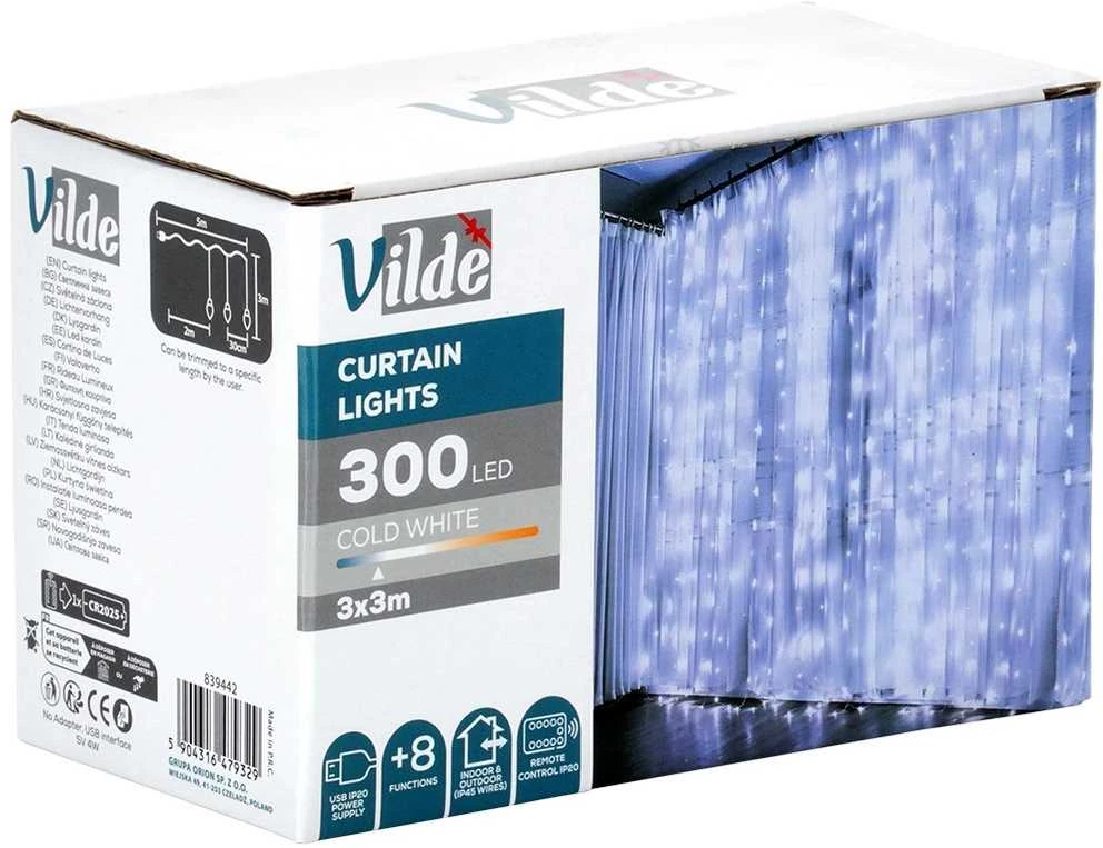 Verk Girlianda- užuolaida Vilde 300 LED su pultu 3 m