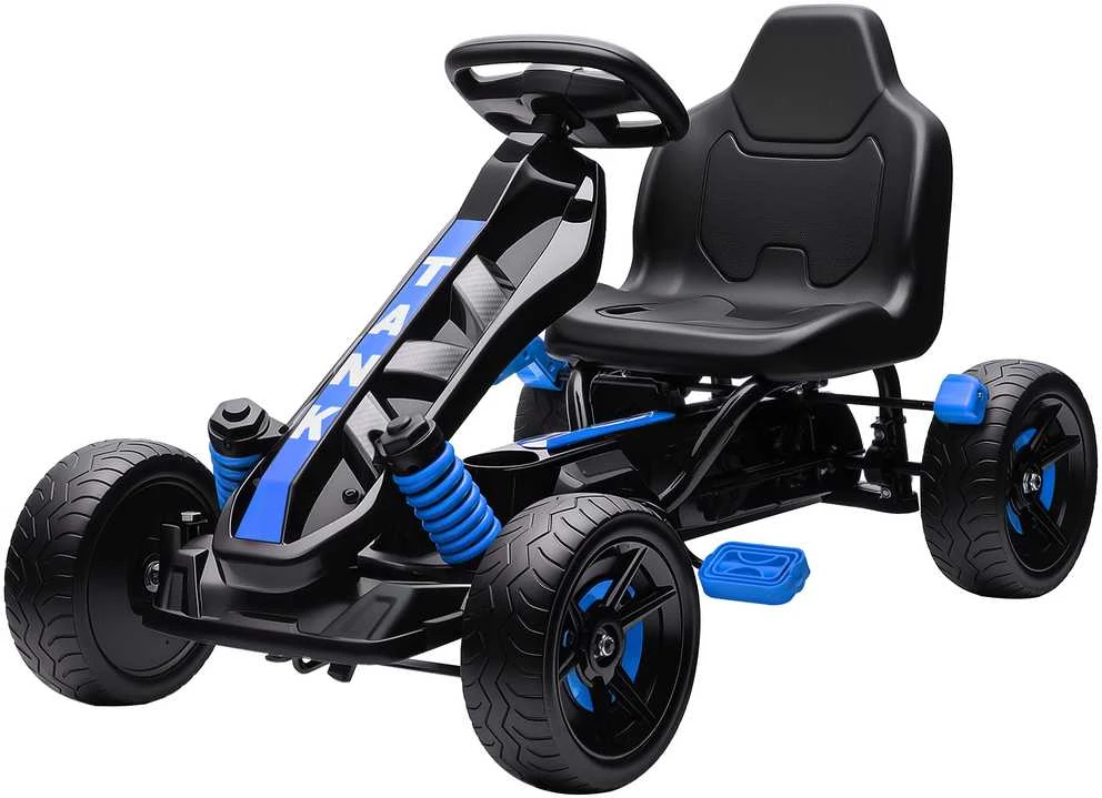 AIYAPLAY vaikiškas pedalinis kartingas su stabdžiais, neslystantys ratai, metalinis rėmas, 3-6 metai, mėlynas