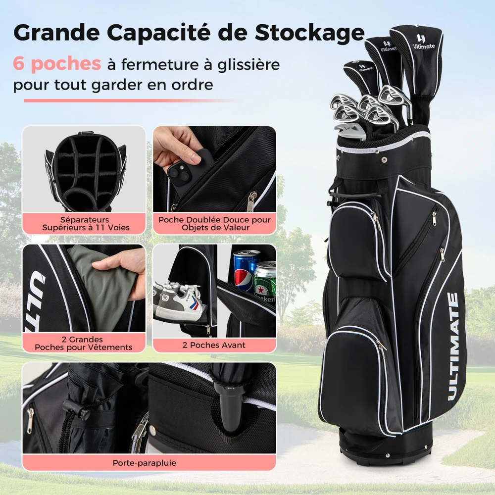 Golf klubų rinkinys juodas 1 vnt.