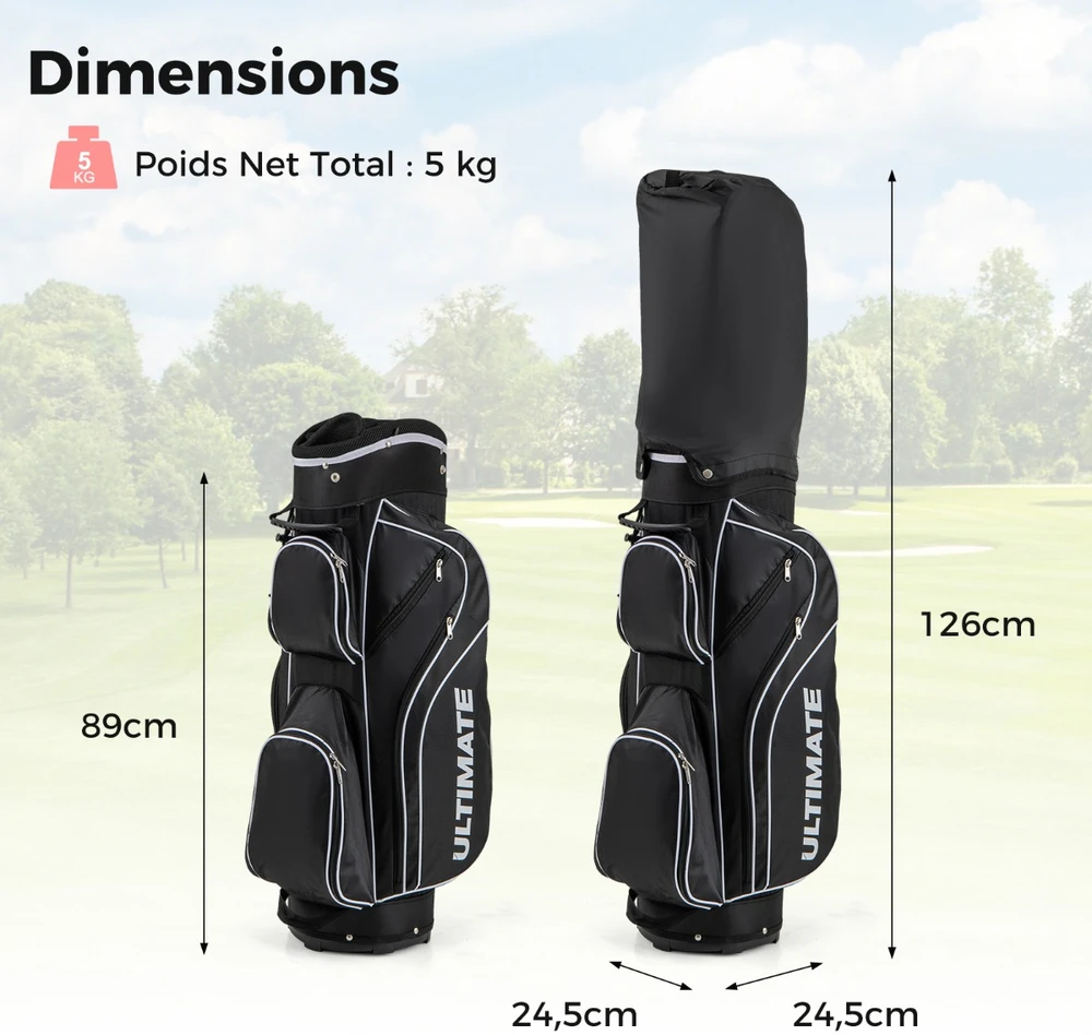 Golf klubų rinkinys juodas 1 vnt.