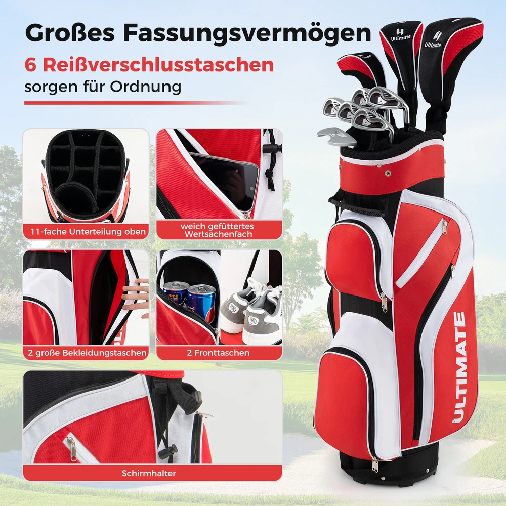 Golfų lazdų rinkinys raudonas