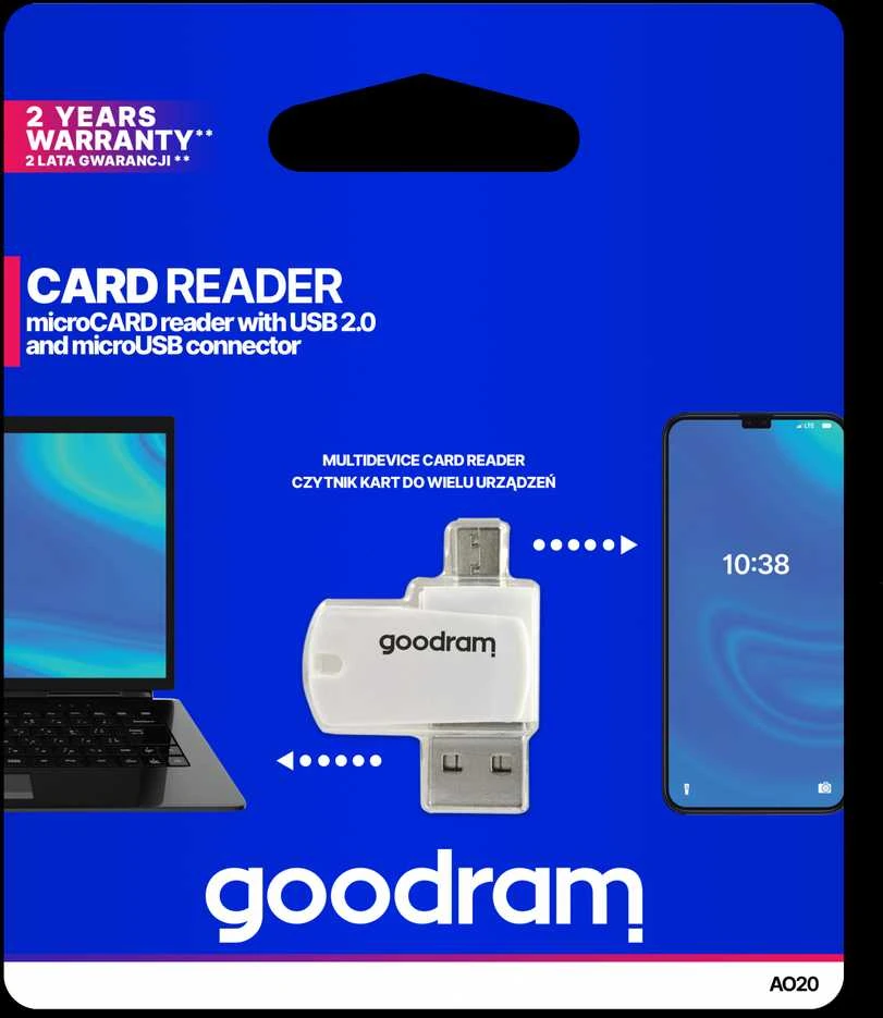 Micro SD kortelių skaitytuvas Goodram OTG (USB+microUSB)