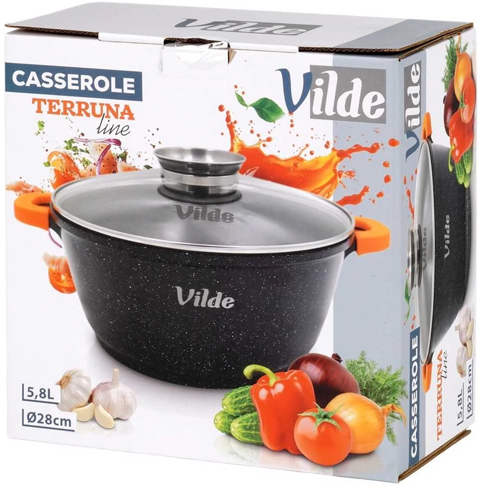 Vilde Granitinis puodas su stikliniu dangčiu Terruna Aroma 28 cm 5,8 l