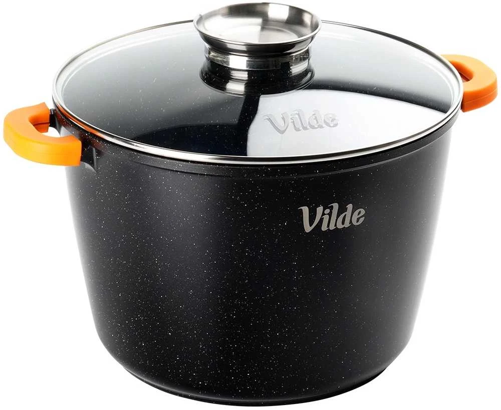 Granitinis puodas su stikliniu dangčiu Vilde Terruna Aroma 24 cm, 6,7 l